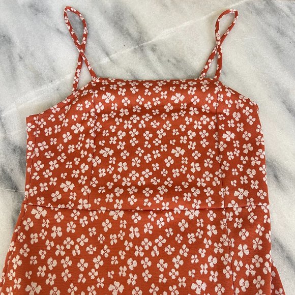 Zara Orange Floral Dress | Size Small - Picture 5 of 6